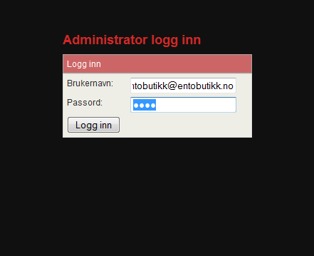 DELKAPITTEL 2 ADMINISTRATOR 2.1 LOGGINN Administrator har fått eget url som er bare tilgjengelig for han. URL ser følgende ut: http://dotnet.iu.hio.no/s156146/admin/adminlogginn.