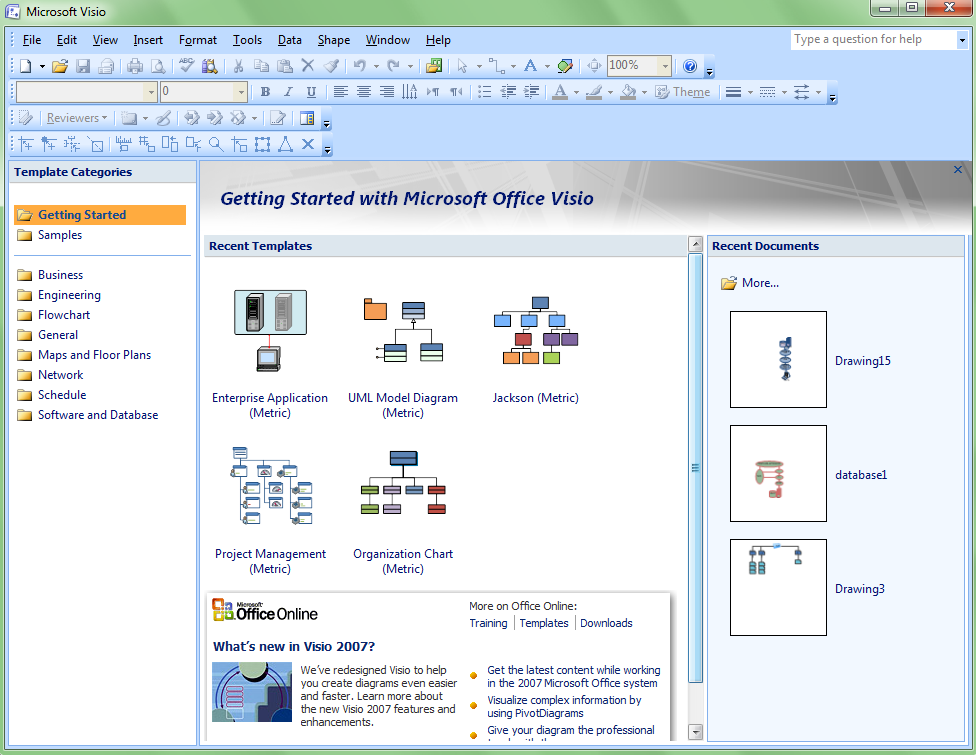 Vi har også et annet nyttig verktøy, Microsoft Office Visio 2007 for