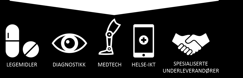 HELSEINDUSTRIEN = DE SOM UTVIKLER OG PRODUSERER HELSEPRODUKTER OFFENTLIG PRIVAT FORSKNING Universiteter Sykehus Forskningsinstitutter og bedrifters FoU-enheter UTVIKLING PRODUKSJON DISTRIBUSJON