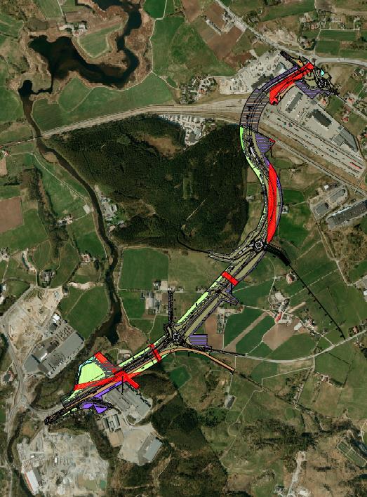 Rogaland Fv. 505 Skjæveland Foss Eikeland i Sandnes Ny trase og bru over Ganddal jernbaneterminal.