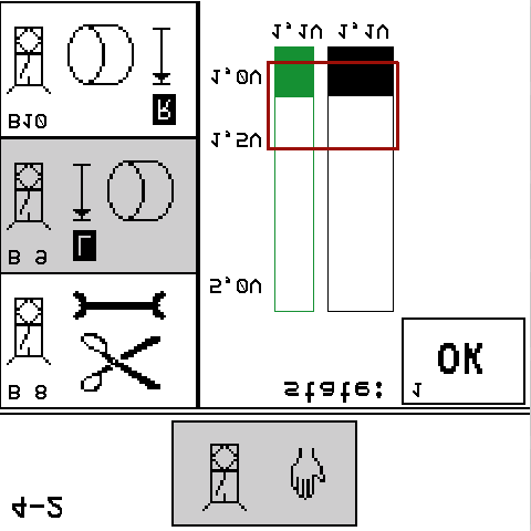 For å gjøre dette: Løsne sensor (7) og drei den i rillen helt til søylen (1) i displayet befinner seg i søylediagrammets firkant (2).