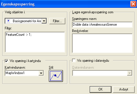 3. DOKUMENTASJON AV SPØRRINGENE Tegnforklaringa er laget ut fra spørringer mot en AR5 datakilde. I dette kapitlet er hver enkelt spørring dokumentert.