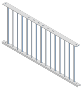 Figur 6: Høyt sprossepanel. 7: Installasjon av bakskinner: Type CC4-BT1 (tidligere SVV1) U-profil: For CC4-BT1 skjøtes bakskinnene med to stk. skjøtelasker som hver festes med 8 stk.