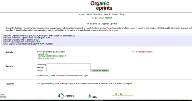 www.orgprints.org Organic eprints er et internasjonalt arkiv med elektroniske dokumenter knytta til forskning og utvikling av økologisk mat og landbruk.