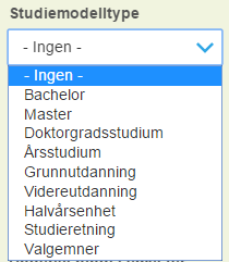 Opprette en studiemodell Klikk menyvalget «+ Studiemodell» for å opprette en studiemodell.