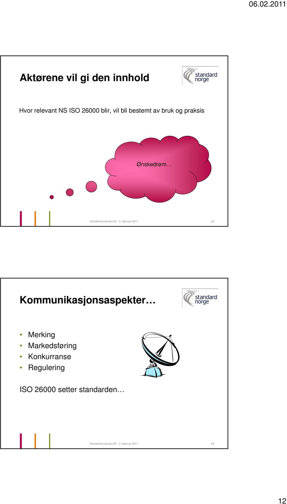 februar 2011 23 Kommunikasjonsaspekter Merking Markedsføring