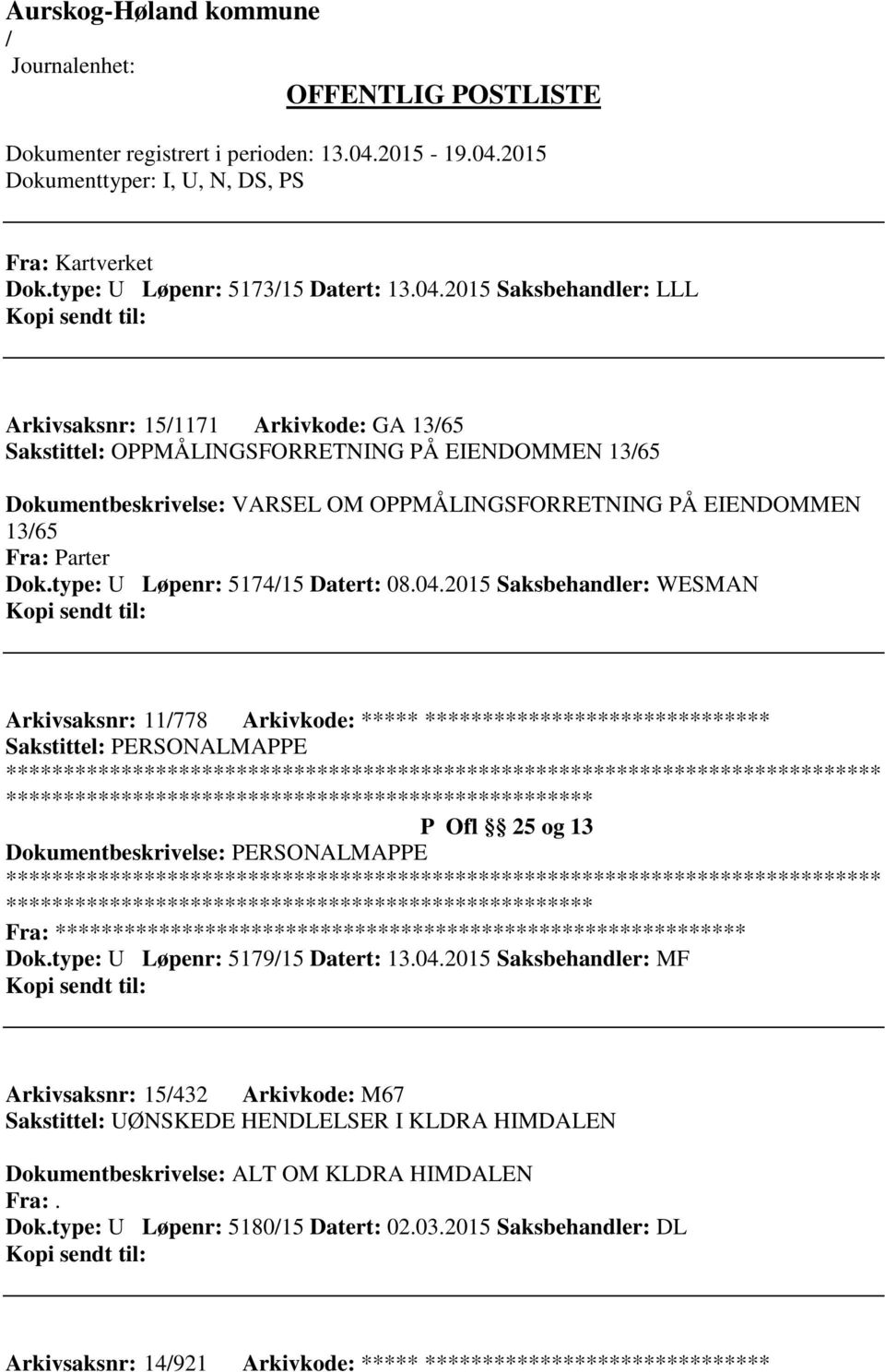 Dok.type: U Løpenr: 517415 Datert: 08.04.