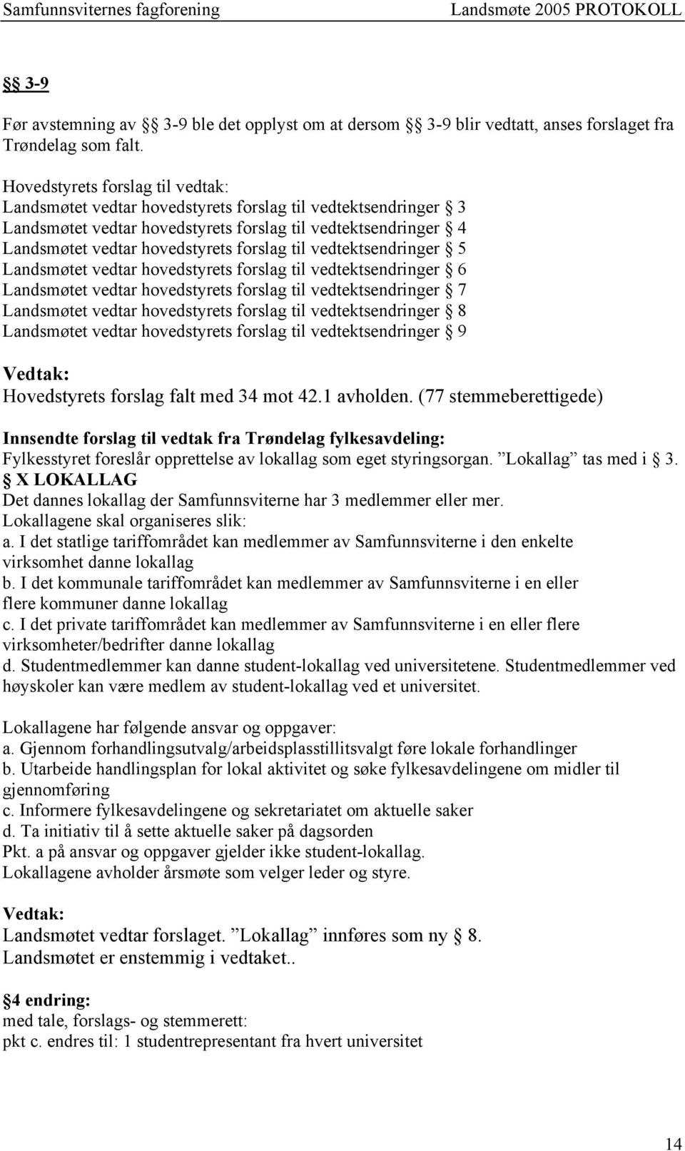 til vedtektsendringer 5 Landsmøtet vedtar hovedstyrets forslag til vedtektsendringer 6 Landsmøtet vedtar hovedstyrets forslag til vedtektsendringer 7 Landsmøtet vedtar hovedstyrets forslag til