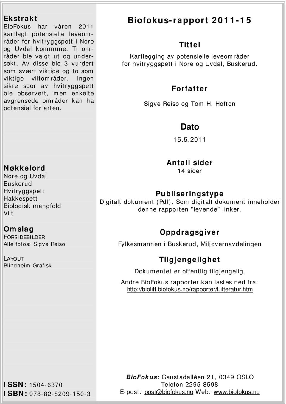 Biofokus-rapport 2011-15 