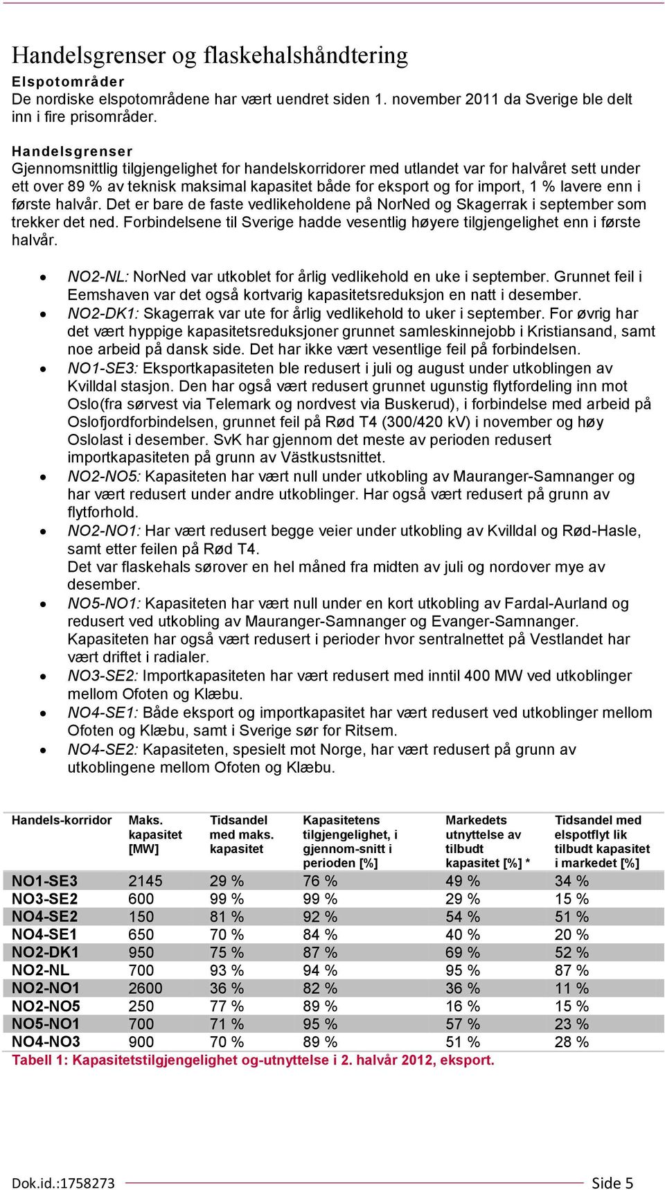 enn i første halvår. Det er bare de faste vedlikeholdene på NorNed og Skagerrak i september som trekker det ned. Forbindelsene til Sverige hadde vesentlig høyere tilgjengelighet enn i første halvår.