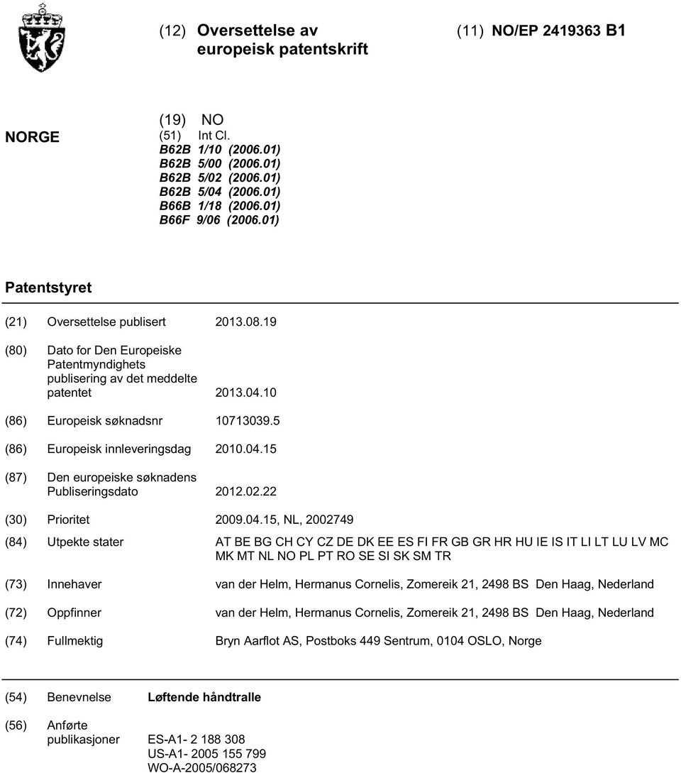 (86) Europeisk innleveringsdag.04.