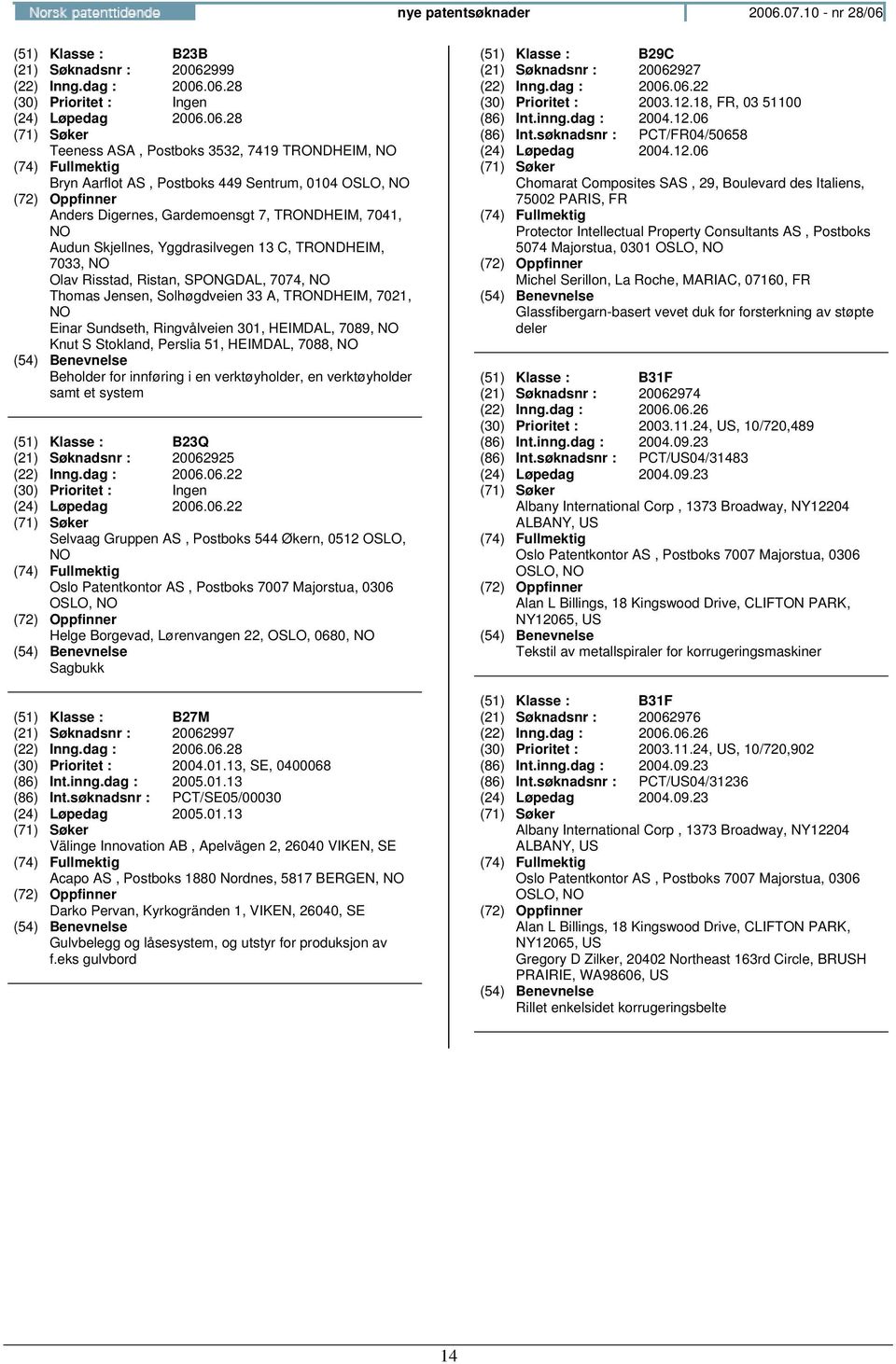 (51) Klasse : B23B (21) Søknadsnr : 20062