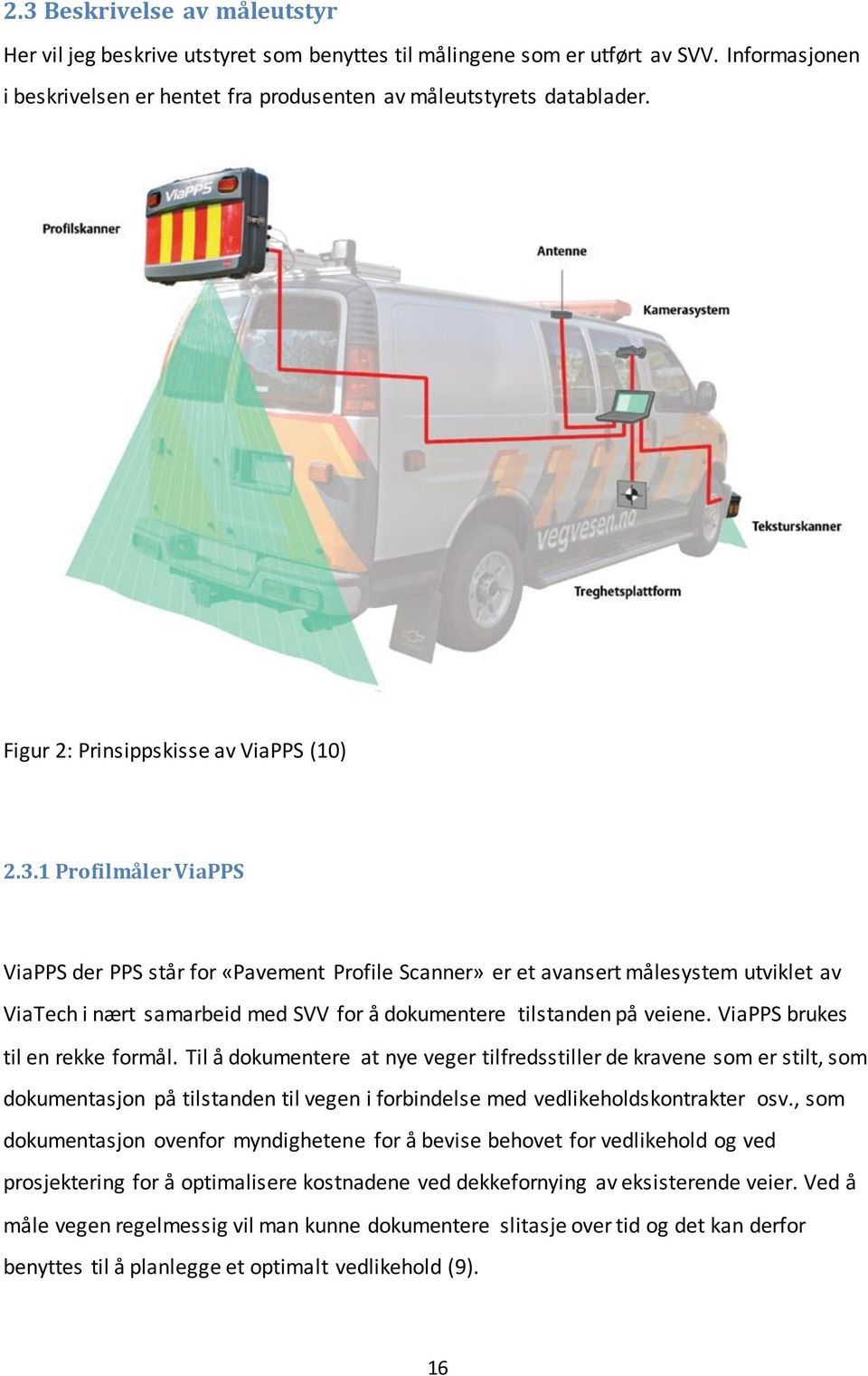 1 Profilmåler ViaPPS ViaPPS der PPS står for «Pavement Profile Scanner» er et avansert målesystem utviklet av ViaTech i nært samarbeid med SVV for å dokumentere tilstanden på veiene.