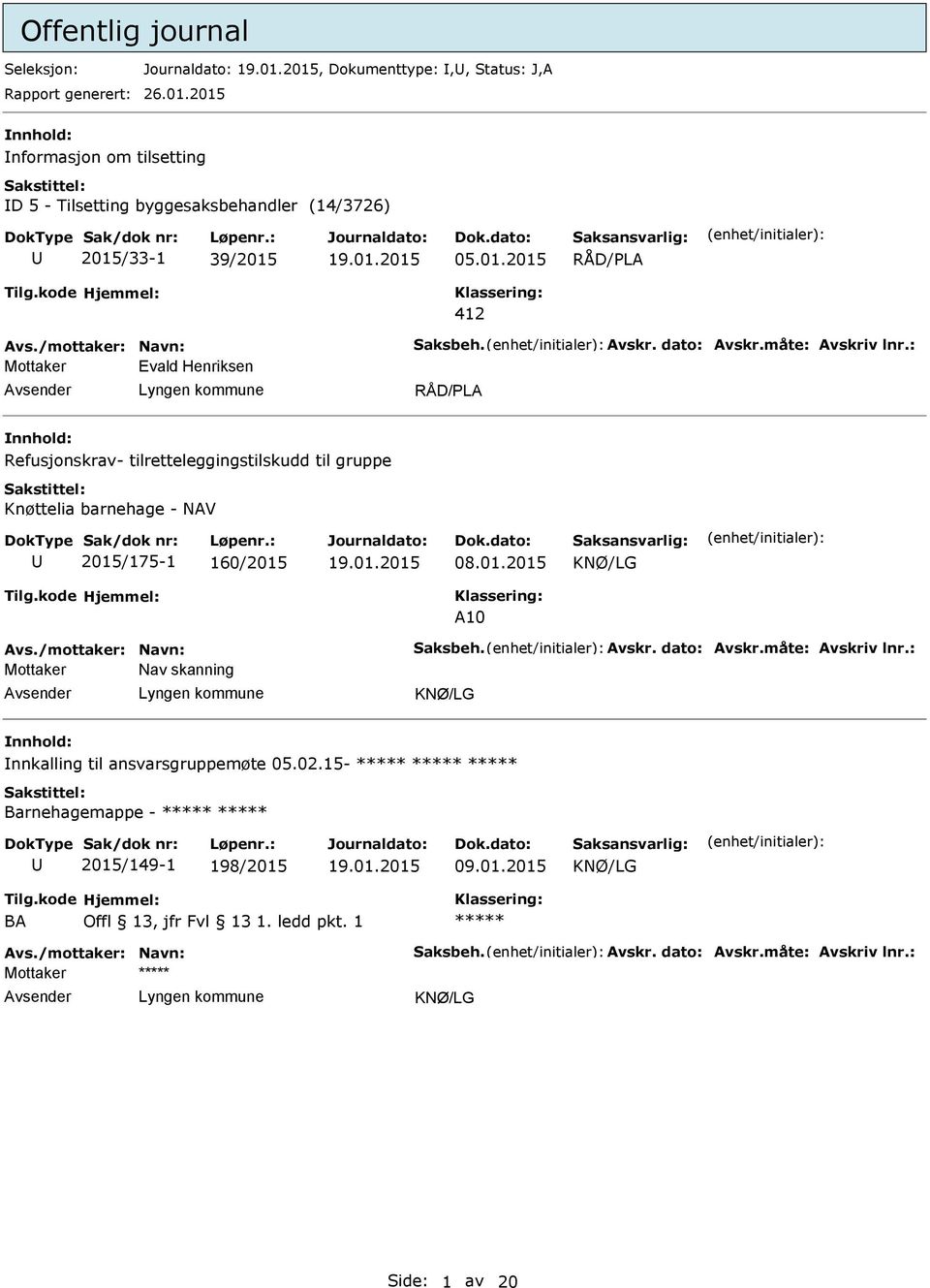 vald Henriksen RÅD/PLA Refusjonskrav- tilretteleggingstilskudd til gruppe Knøttelia barnehage - NAV 2015/175-1 160/2015