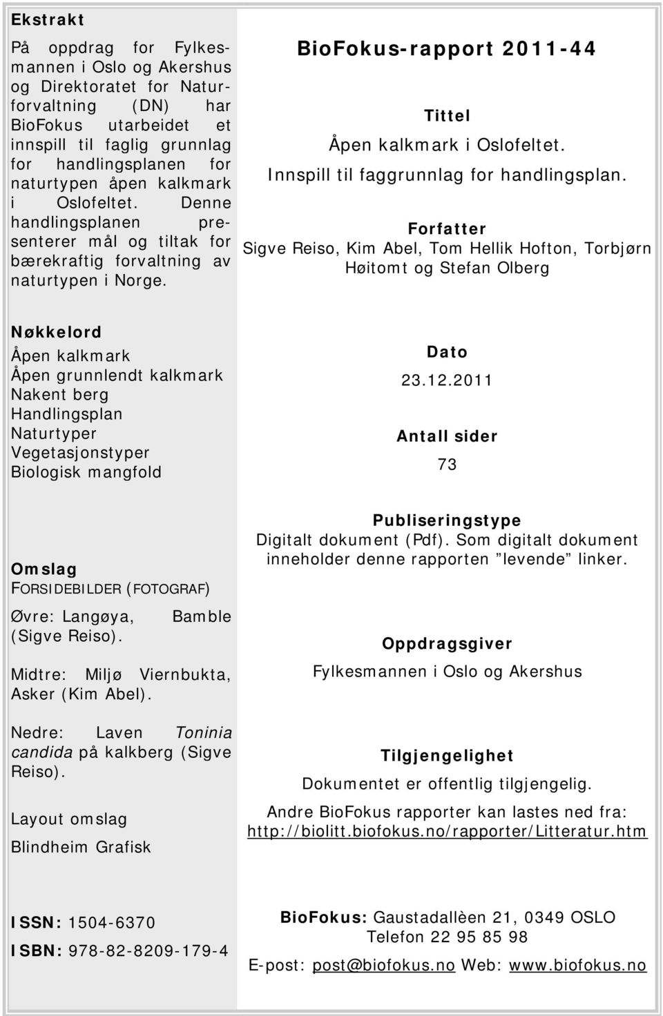 Innspill til faggrunnlag for handlingsplan.