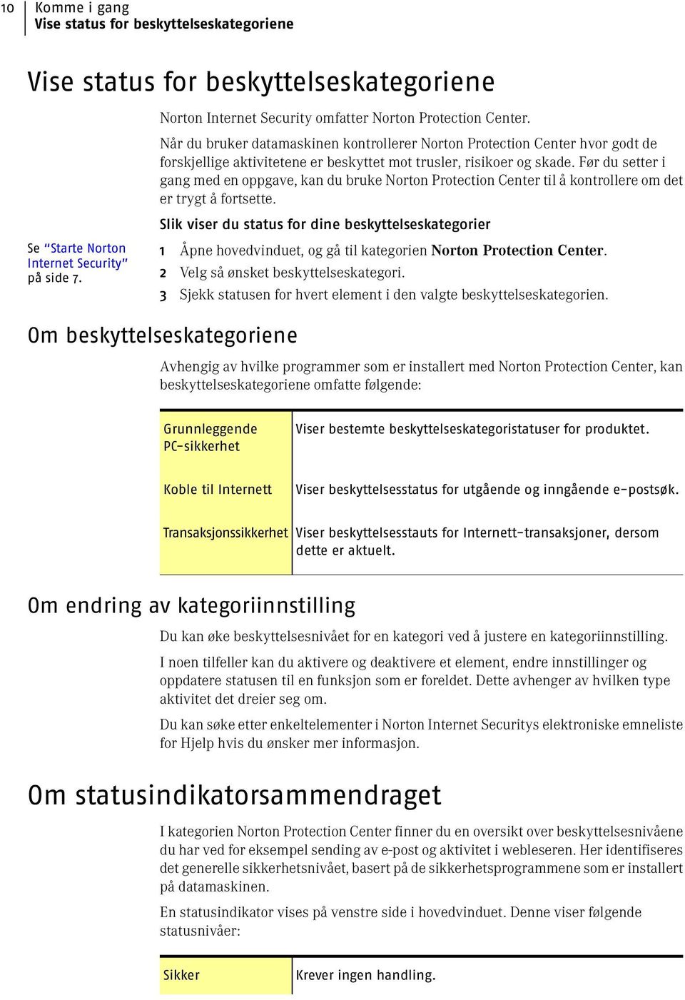 Før du setter i gang med en oppgave, kan du bruke Norton Protection Center til å kontrollere om det er trygt å fortsette.