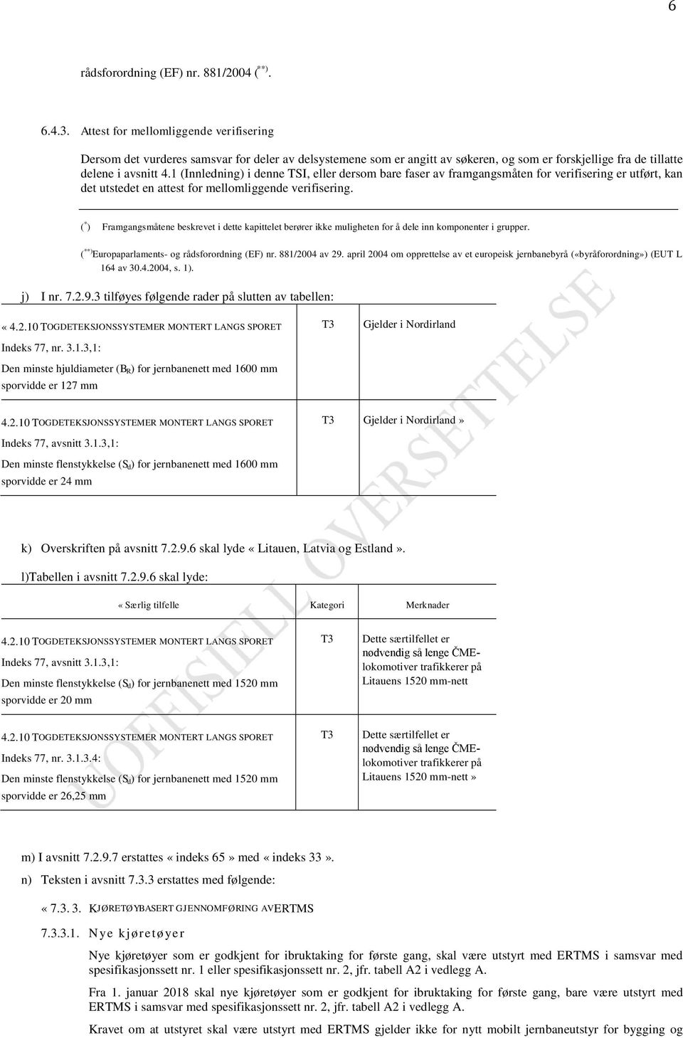 1 (Innledning) i denne TSI, eller dersom bare faser av framgangsmåten for verifisering er utført, kan det utstedet en attest for mellomliggende verifisering.