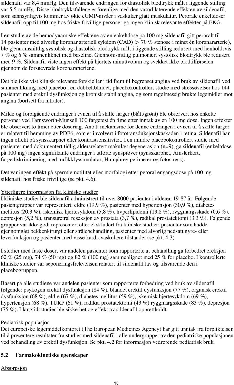 Perorale enkeltdoser sildenafil opp til 100 mg hos friske frivillige personer ga ingen klinisk relevante effekter på EKG.