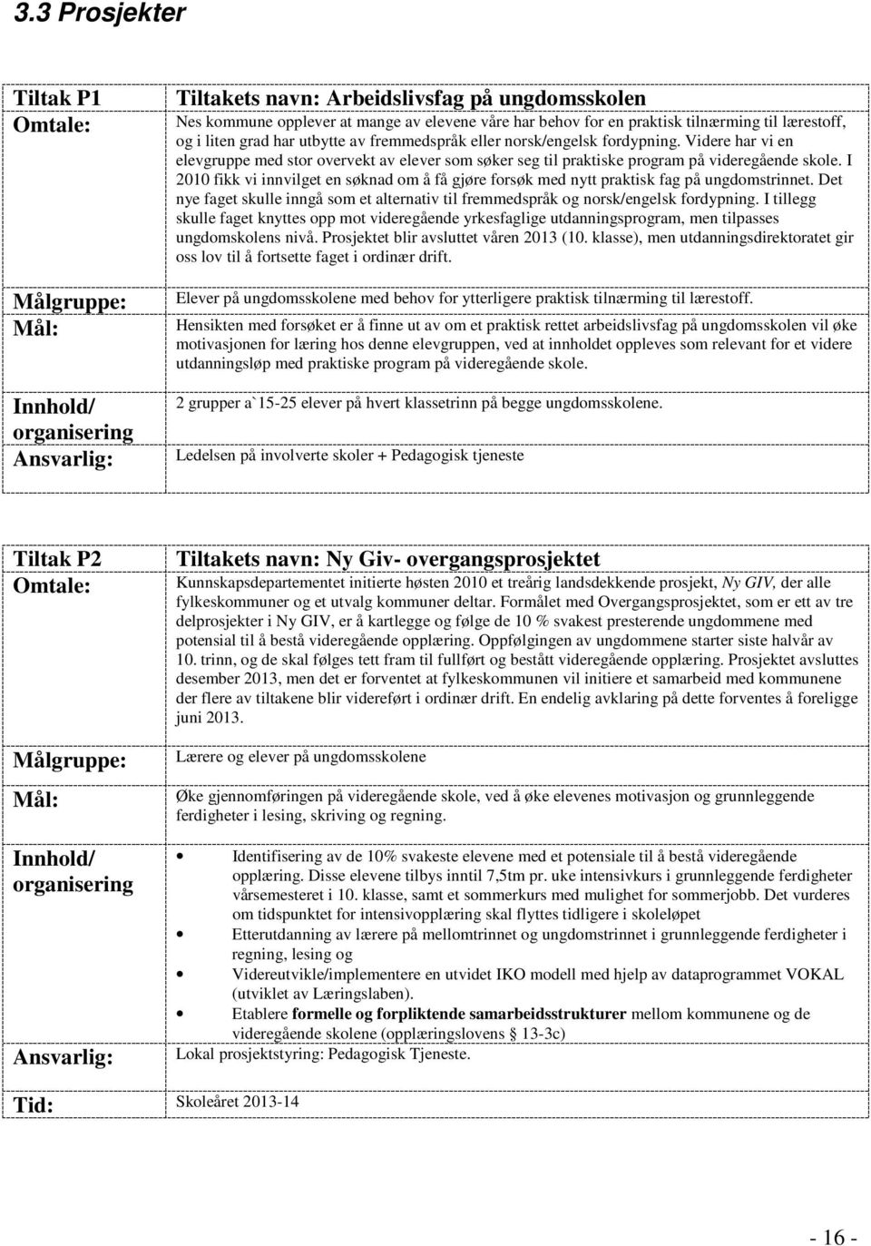 I 2010 fikk vi innvilget en søknad om å få gjøre forsøk med nytt praktisk fag på ungdomstrinnet. Det nye faget skulle inngå som et alternativ til fremmedspråk og norsk/engelsk fordypning.