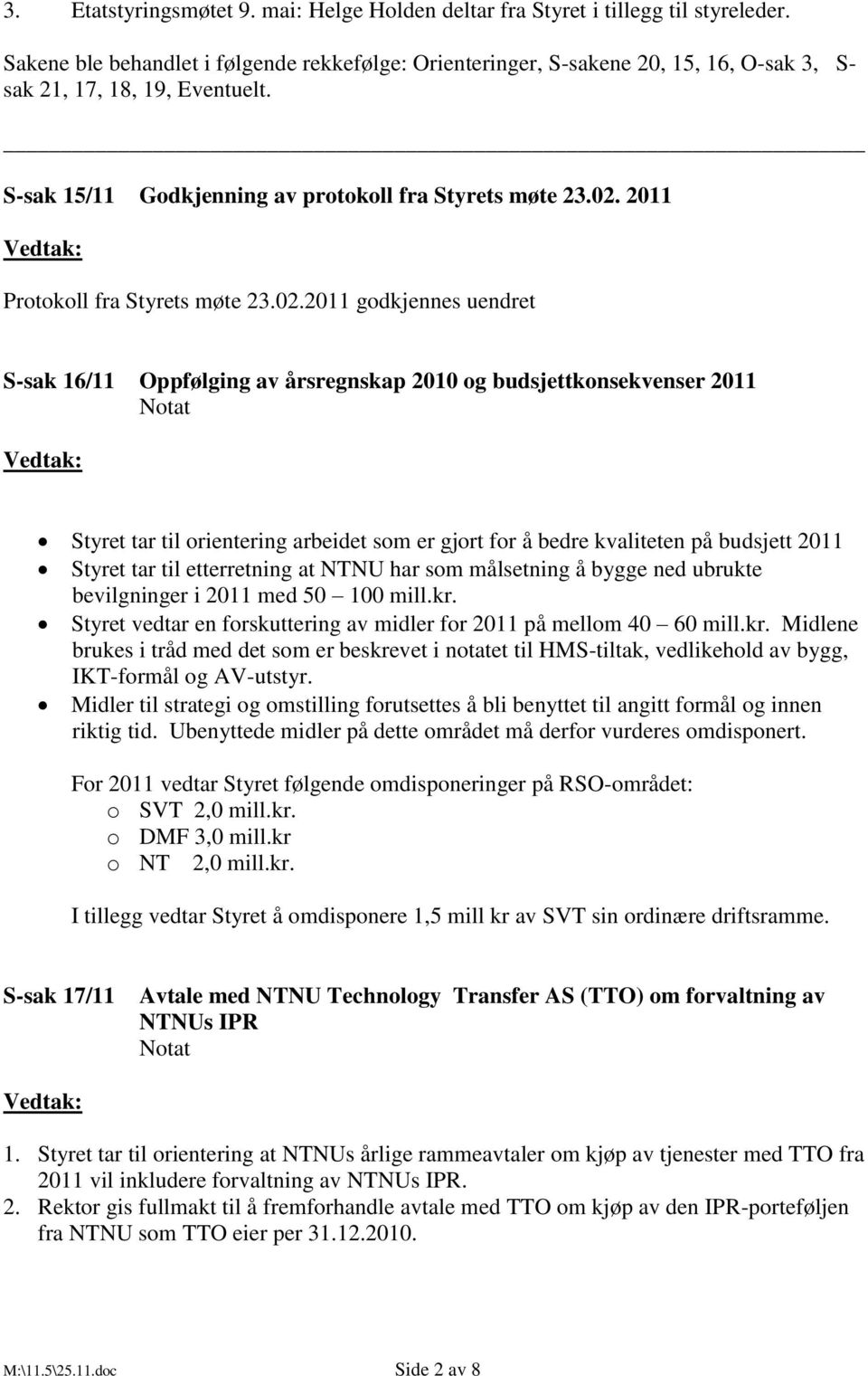 2011 Protokoll fra Styrets møte 23.02.