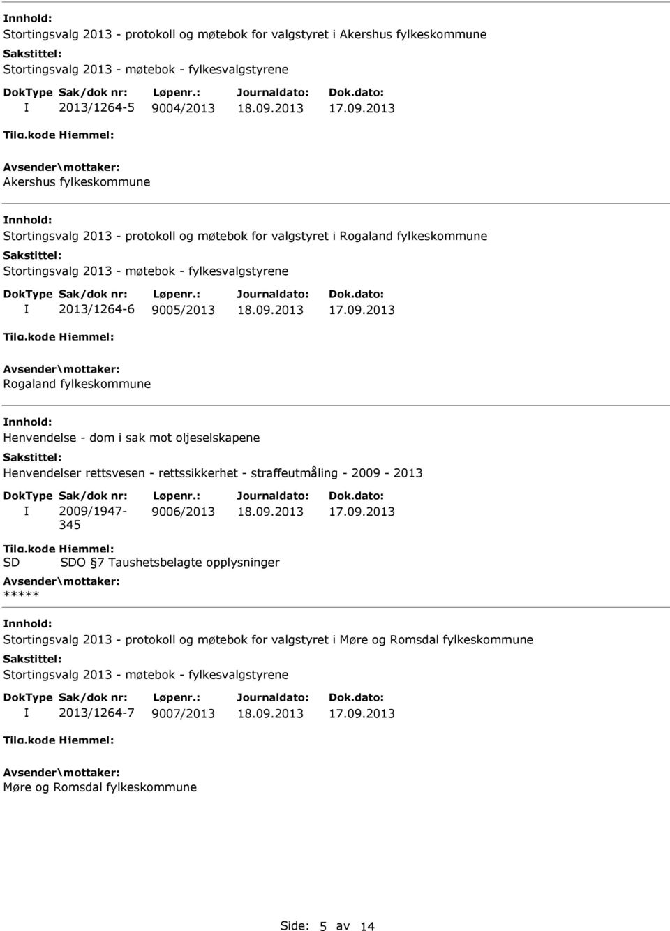 rettsvesen - rettssikkerhet - straffeutmåling - 2009-2013 Sak/dok nr: 2009/1947-345 Løpenr.: 9006/2013 Tilg.