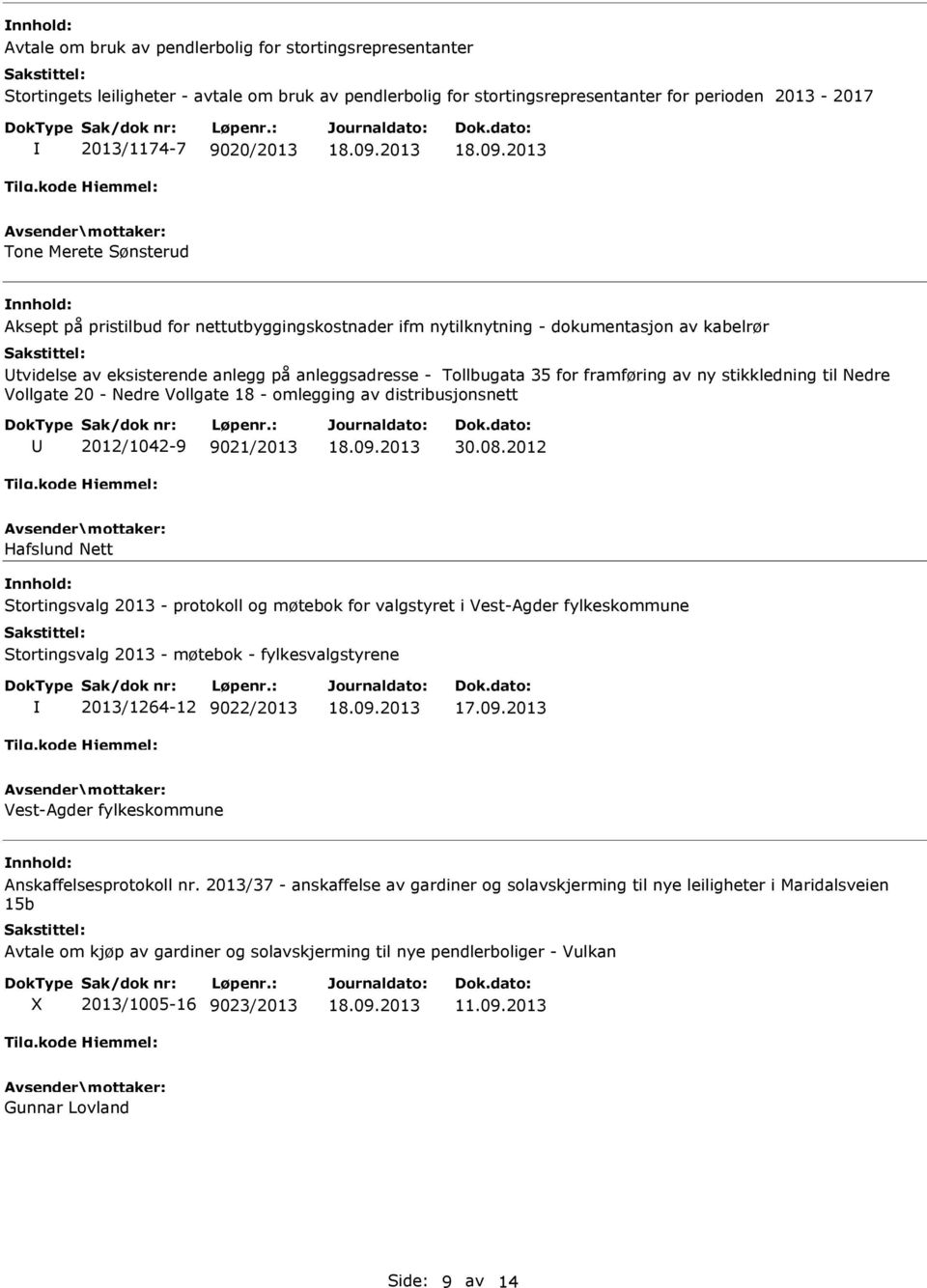 stikkledning til Nedre Vollgate 20 - Nedre Vollgate 18 - omlegging av distribusjonsnett 2012/1042-9 9021/2013 30.08.