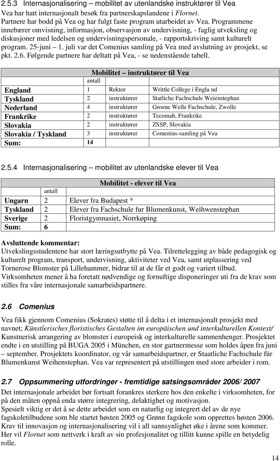 Programmene innebærer omvisning, informasjon, observasjon av undervisning, - faglig utveksling og diskusjoner med ledelsen og undervisningspersonale, - rapportskriving samt kulturelt program.