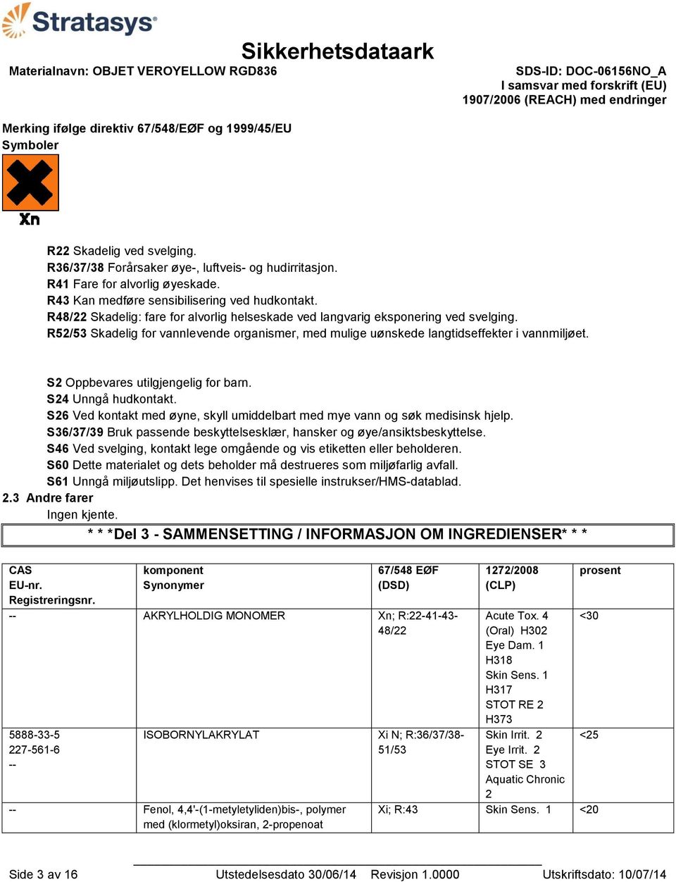 R52/53 Skadelig for vannlevende organismer, med mulige uønskede langtidseffekter i vannmiljøet. S2 Oppbevares utilgjengelig for barn. S24 Unngå hudkontakt.