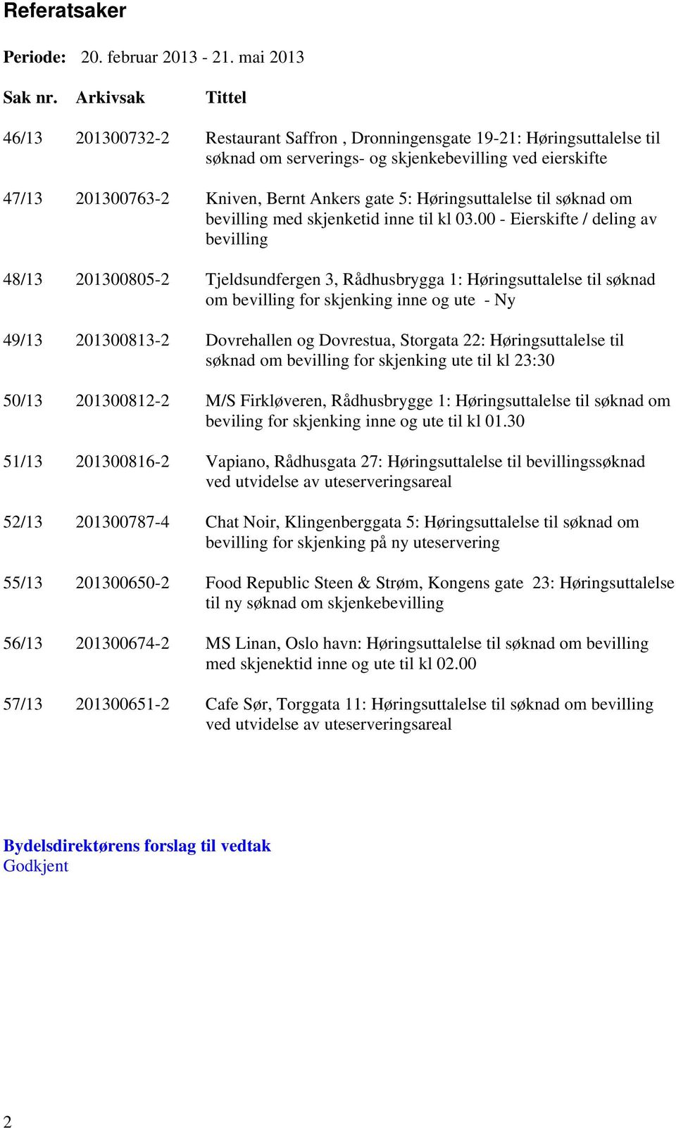 5: Høringsuttalelse til søknad om bevilling med skjenketid inne til kl 03.