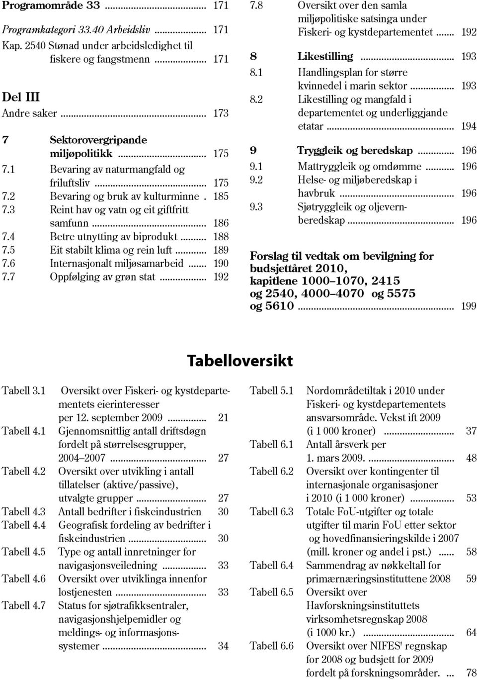 .. 194 7 Sektorovergripande miljøpolitikk... 175 9 Tryggleik og beredskap... 196 7.1 Bevaring av naturmangfald og 9.1 Mattryggleik og omdømme... 196 friluftsliv... 175 9.2 Helse og miljøberedskap i 7.