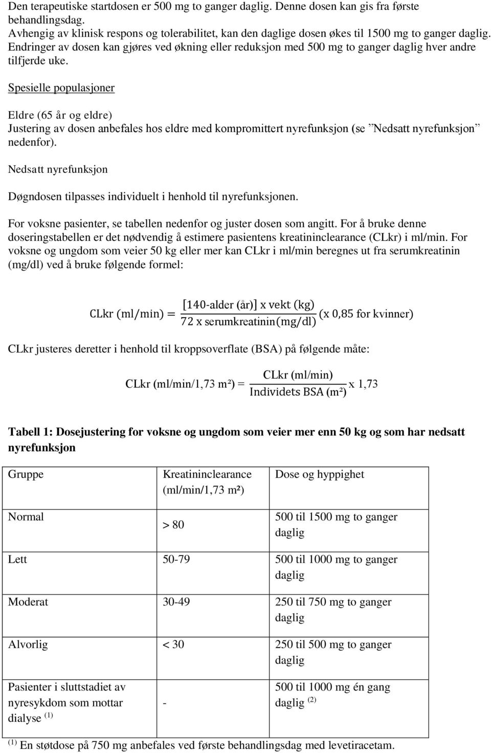 Endringer av dosen kan gjøres ved økning eller reduksjon med 500 mg to ganger daglig hver andre tilfjerde uke.