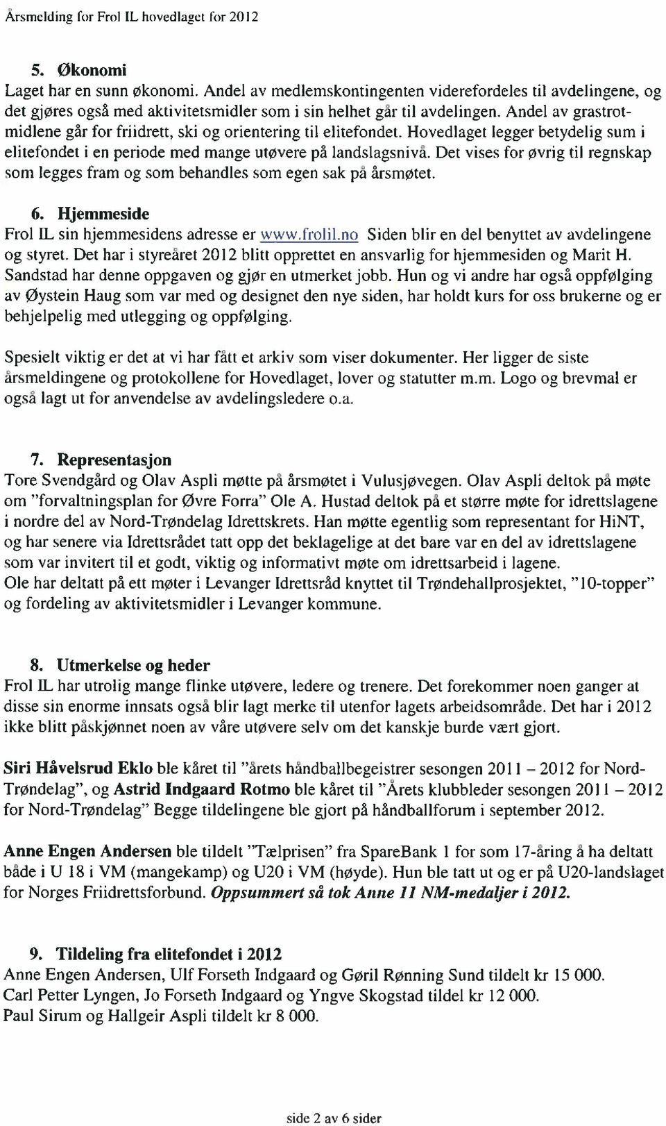 Andel av grastrot midlene går for friidrett, ski og orientering til elitefondet. Hovedlaget legger betydelig sum i elitefondet i en periode med mange utøvere på landslagsniva.