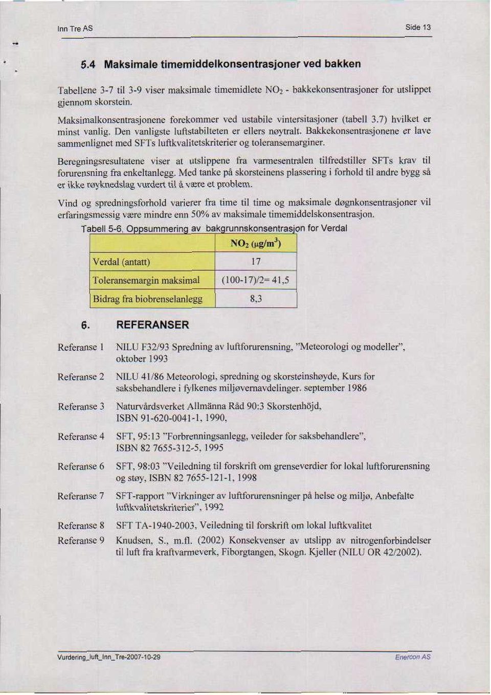 Bakkekonsentrasjonene er lave sammenlignet med SFI's luftkvalitetskritericr og toleransemarginer.