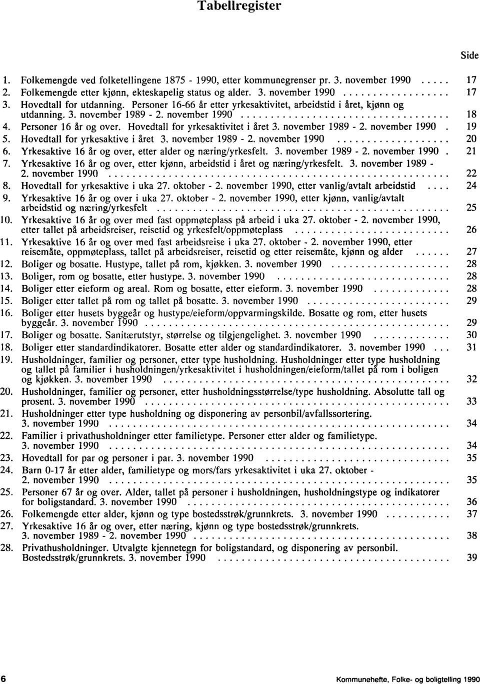 Hovedtall for yrkesaktivitet i året 3. november 1989-2. november 1990 19 5. Hovedtall for yrkesaktive i året 3. november 1989-2. november 1990 20 6.
