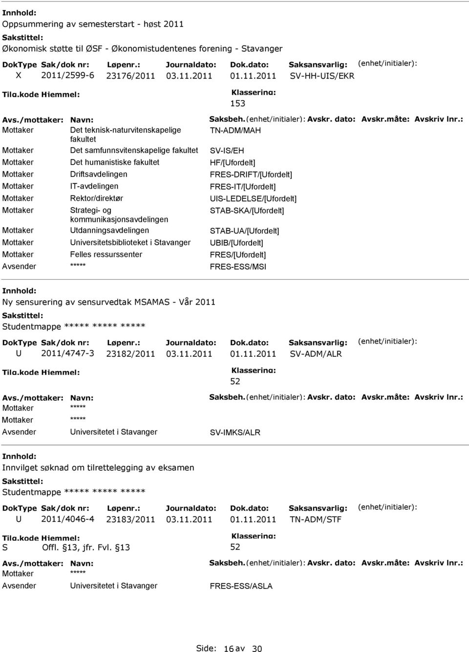 Rektor/direktør -LEDELE/[fordelt] Mottaker trategi- og TAB-KA/[fordelt] kommunikasjonsavdelingen Mottaker tdanningsavdelingen TAB-A/[fordelt] Mottaker niversitetsbiblioteket i tavanger BB/[fordelt]