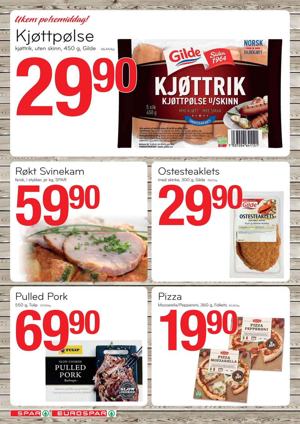 Svinekam fersk, i stykker, pr kg, SPAR 59 Ostesteaklets med