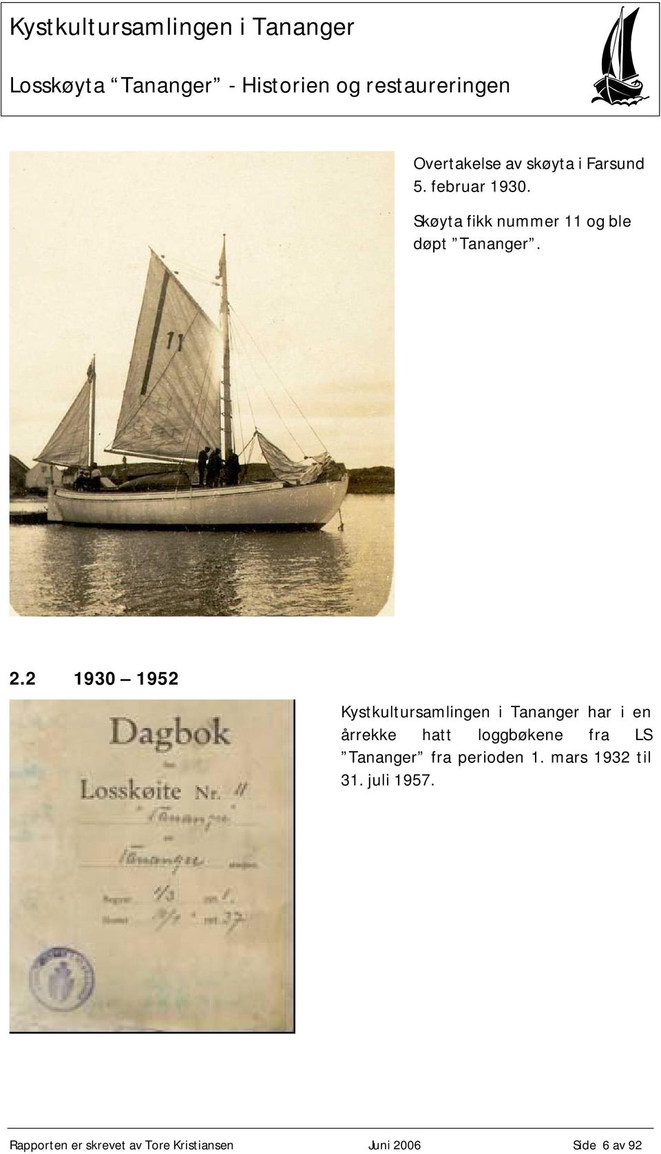 2 1930 1952 Kystkultursamlingen i Tananger har i en årrekke hatt