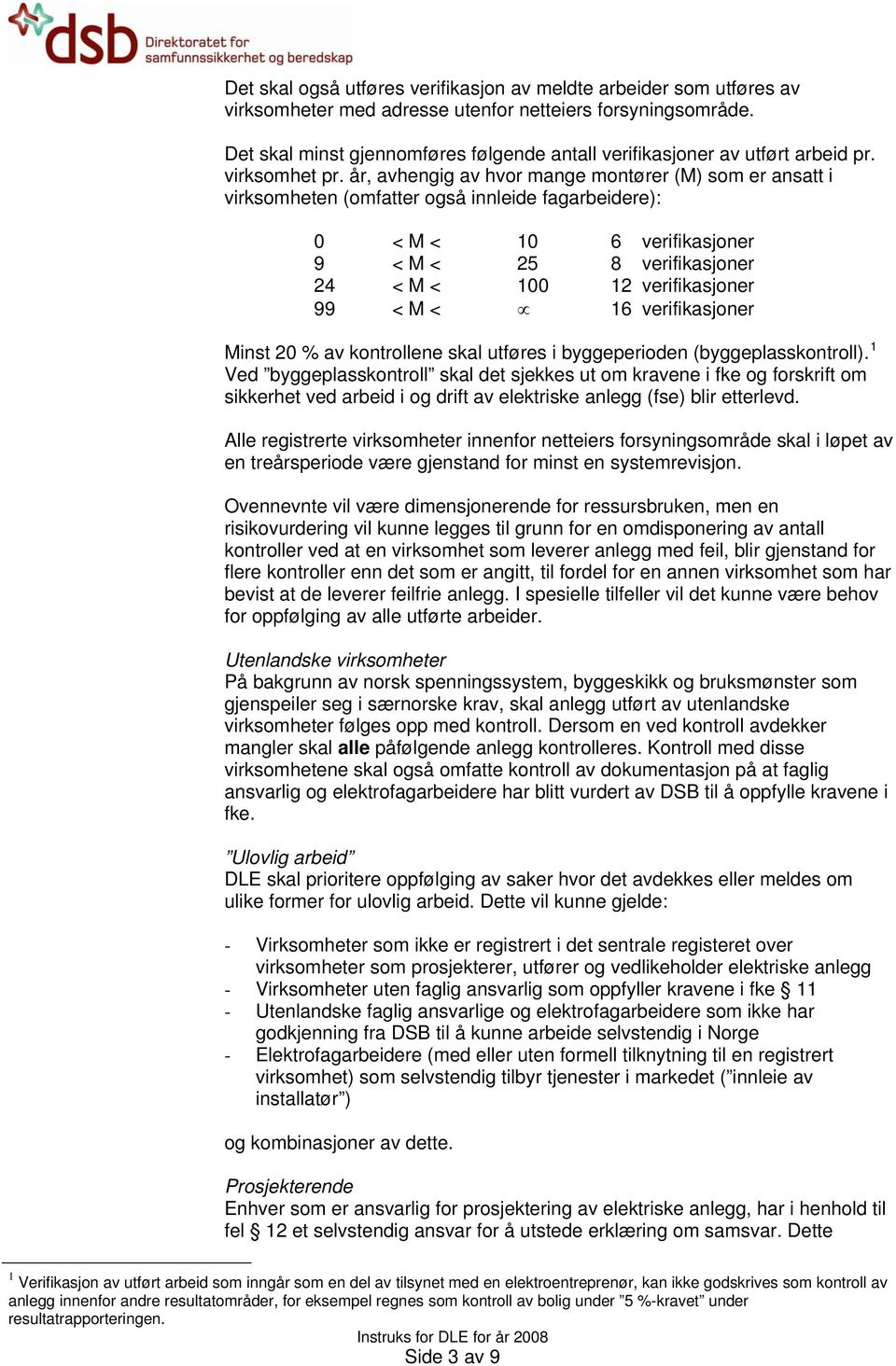 år, avhengig av hvor mange montører (M) som er ansatt i virksomheten (omfatter også innleide fagarbeidere): 0 < M < 10 6 verifikasjoner 9 < M < 25 8 verifikasjoner 24 < M < 100 12 verifikasjoner 99 <