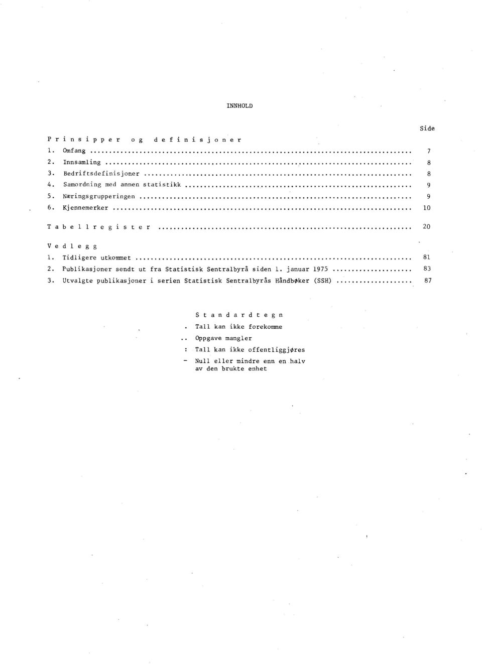 Statistisk Sentralbyrå siden 1 januar 1975 83 3 Utvalgte publikasjoner i serien Statistisk Sentralbyrås HåndbOker (SSH) 87