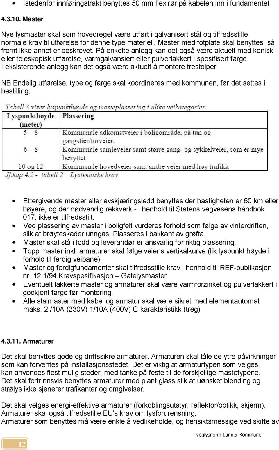 Master med fotplate skal benyttes, så fremt ikke annet er beskrevet.