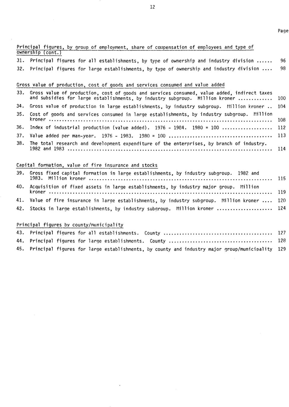 . 98 Gross value of production, cost of goods and services consumed and value added 33.