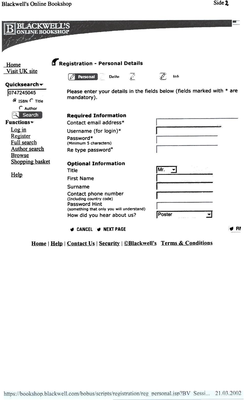 J Please enter your details in the fields below (fields marked with * are mandatory).