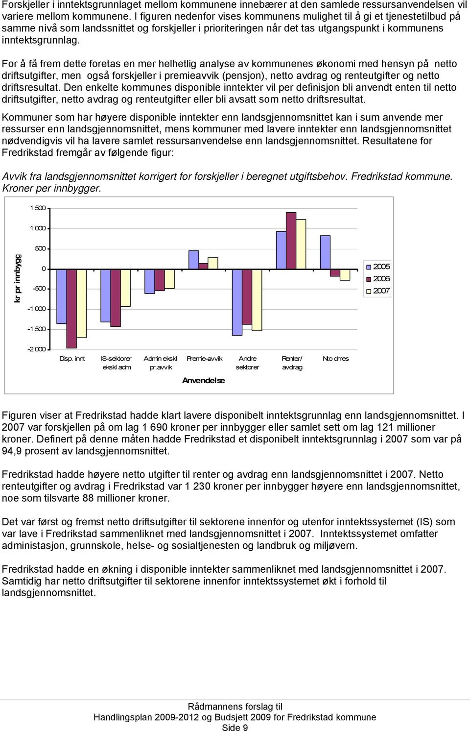 For å få frem dette foretas en mer helhetlig analyse av kommunenes økonomi med hensyn på netto driftsutgifter, men også forskjeller i premieavvik (pensjon), netto avdrag og renteutgifter og netto