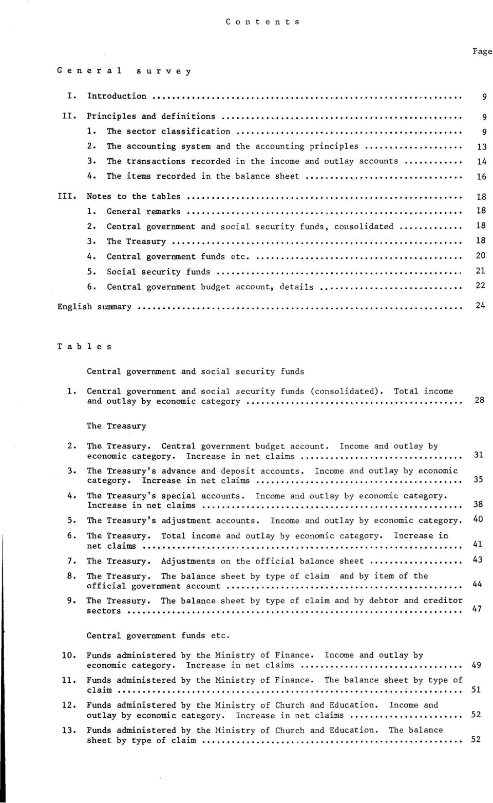 Central government and social security funds, consolidated 18 3. The Treasury 18 4. Central government funds etc. 20 5. Sodial security funds 21 6.