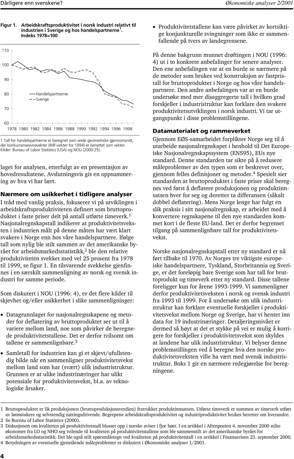 Handelspartnerne Sverge 1978 19 19821984 1986 1988 19 19921994 1996 1998 1 Tall for handelspartnerne er beregnet som vede geometrske gennomsntt, der konkurranseevnevekter (IMF-vekter for 1994) er