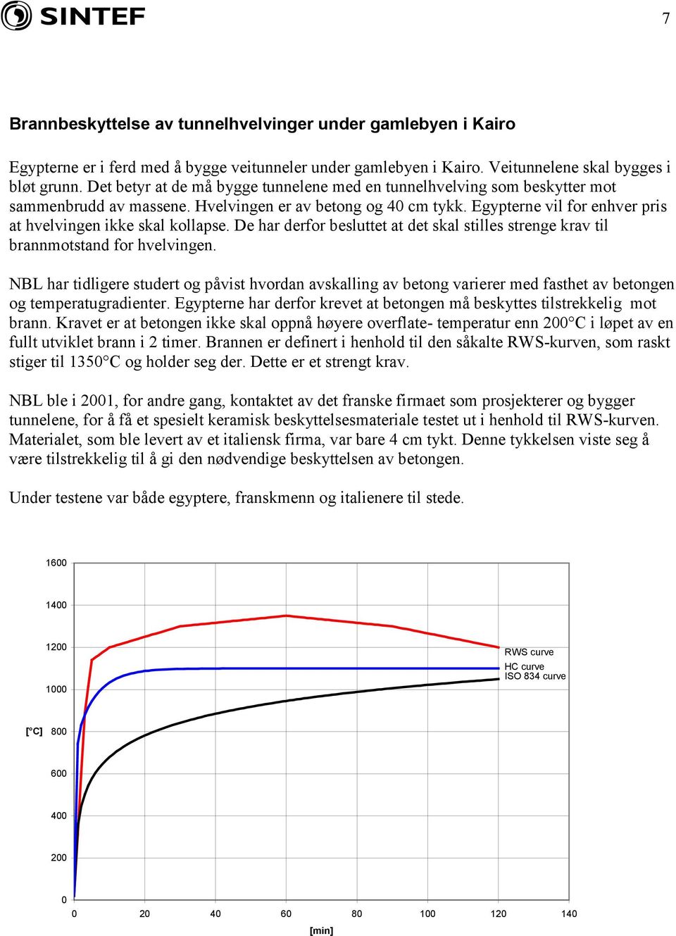 Egypterne vil for enhver pris at hvelvingen ikke skal kollapse. De har derfor besluttet at det skal stilles strenge krav til brannmotstand for hvelvingen.