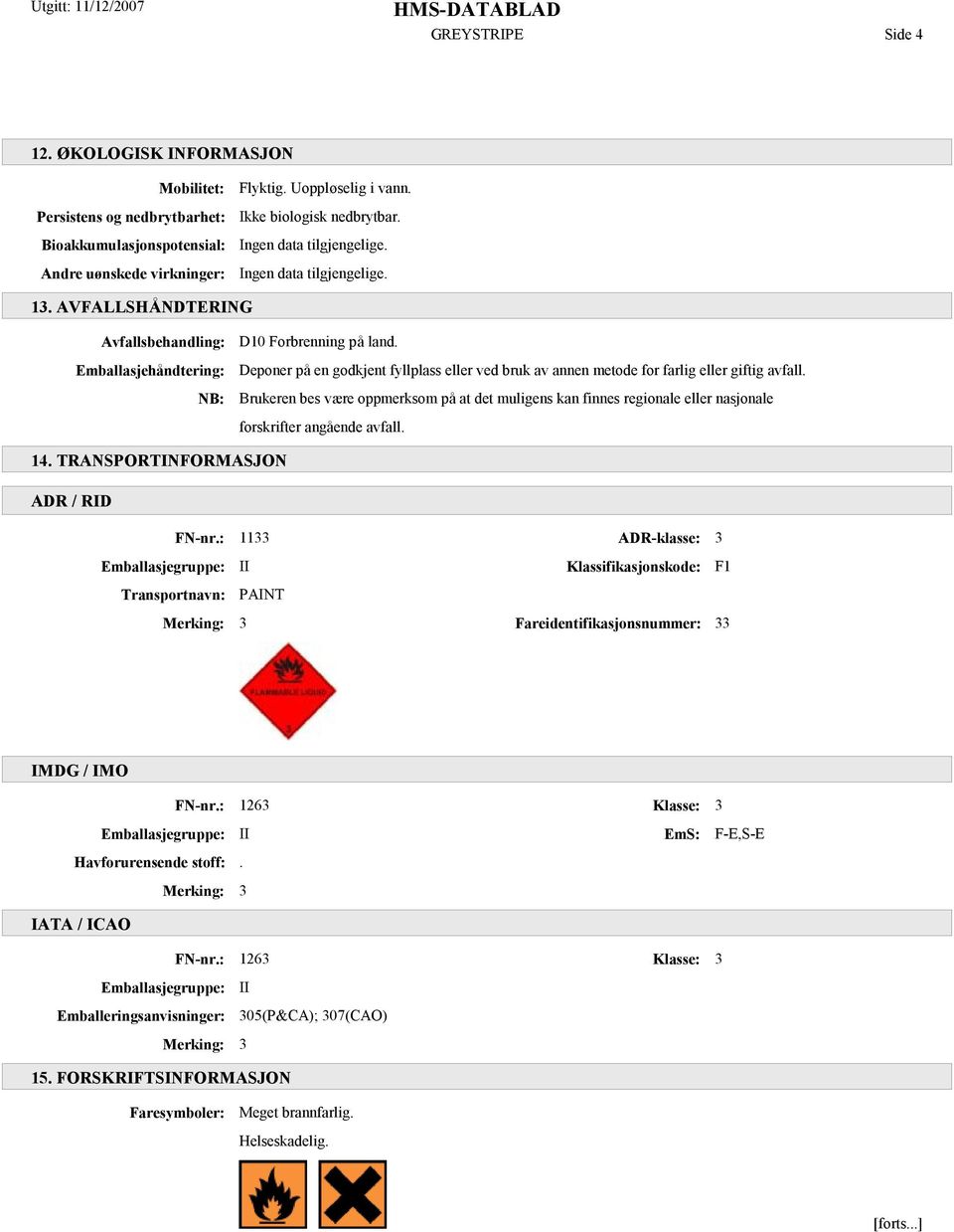 Deponer på en godkjent fyllplass eller ved bruk av annen metode for farlig eller giftig avfall.