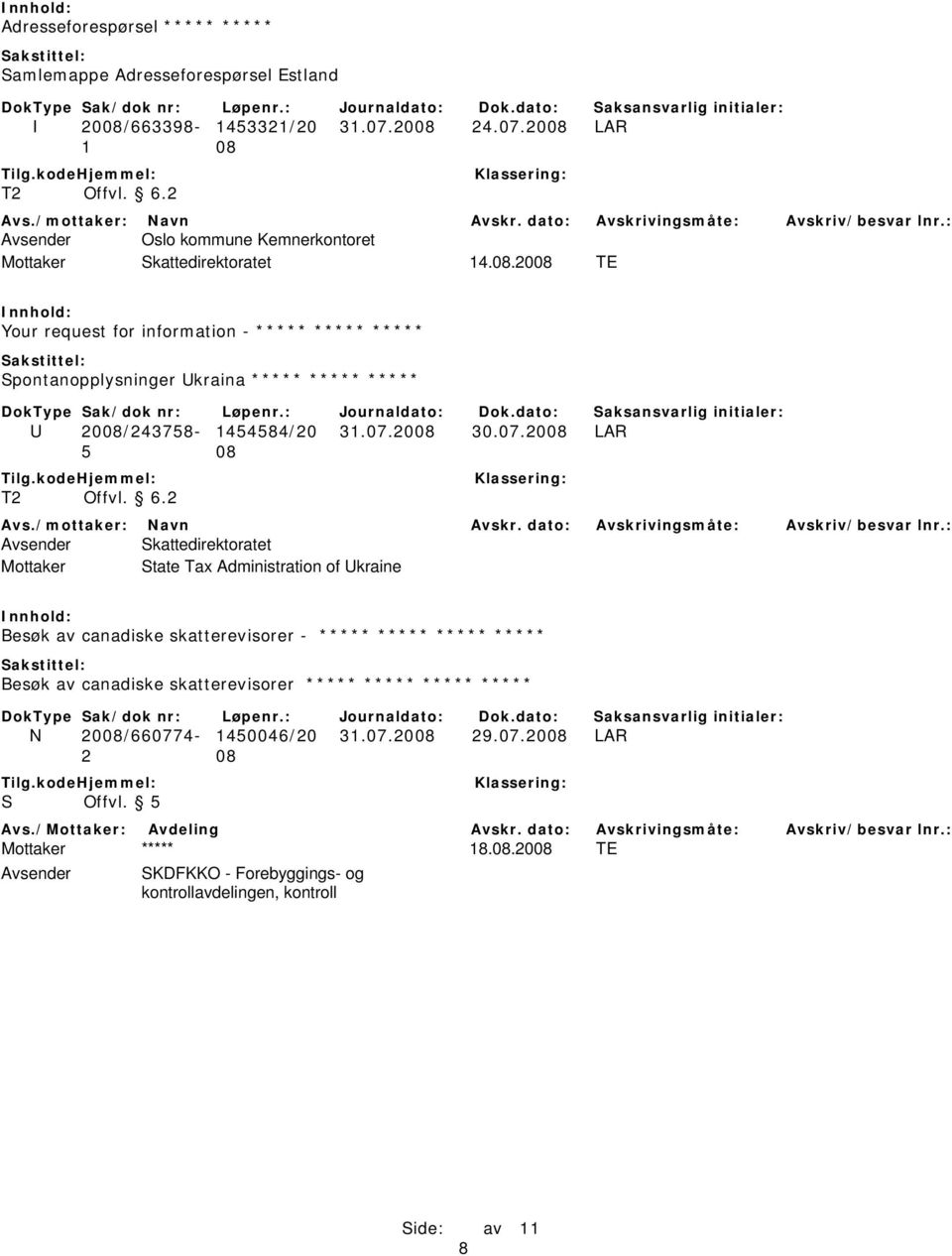 2008 TE Your request for information - ***** ***** ***** Spontanopplysninger Ukraina ***** ***** ***** U 2008/243758-1454584/20 31.07.2008 30.07.2008 LAR 5 08 T2 Offvl. 6.