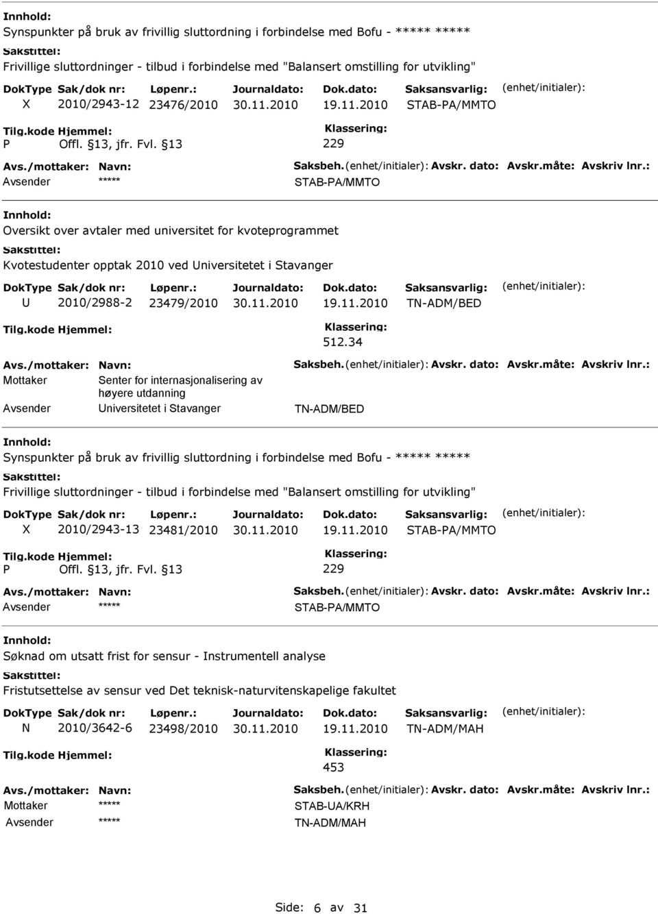 34 Mottaker Senter for internasjonalisering av høyere utdanning niversitetet i Stavanger TN-ADM/BED Synspunkter på bruk av frivillig sluttordning i forbindelse med Bofu - ***** ***** Frivillige