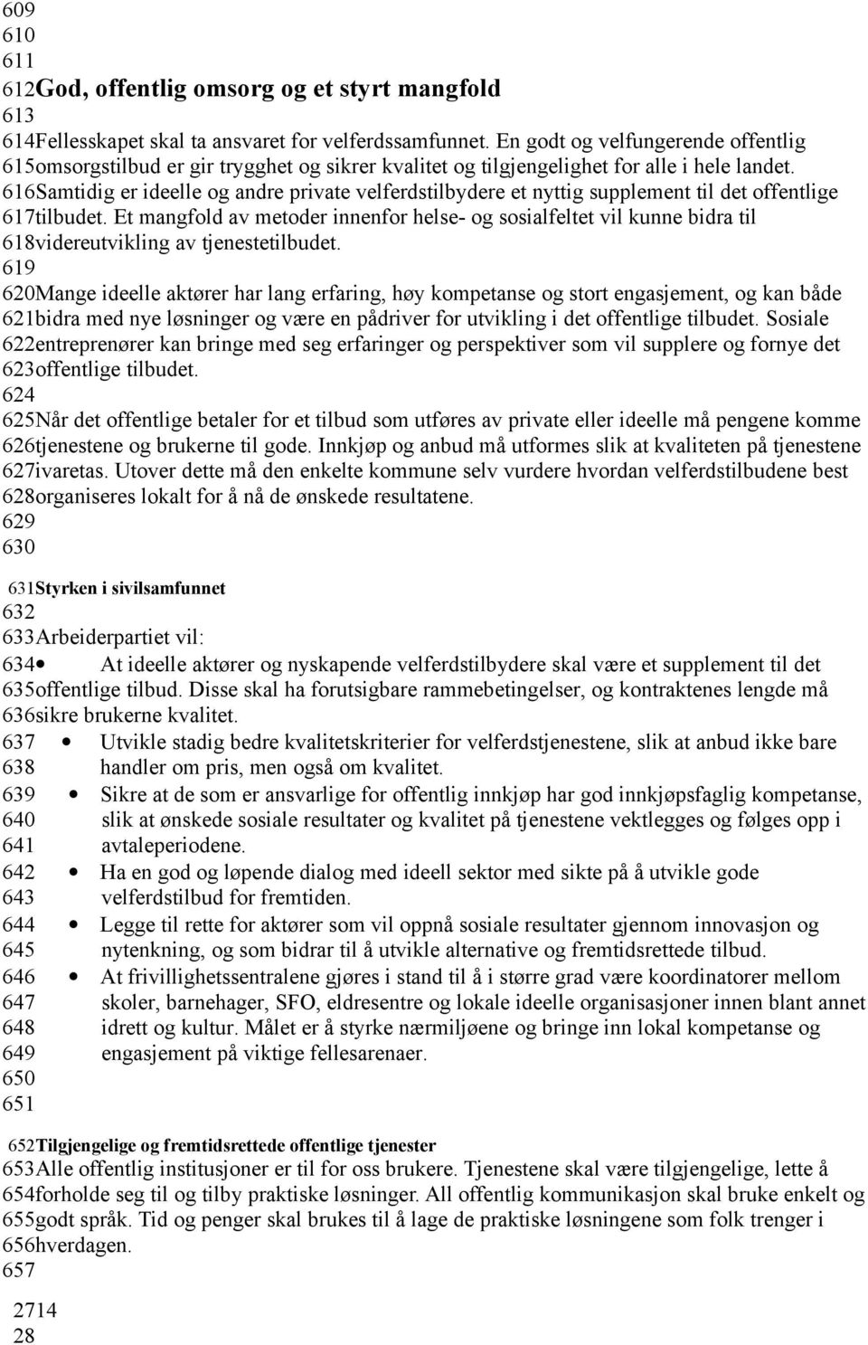 616Samtidig er ideelle og andre private velferdstilbydere et nyttig supplement til det offentlige 617tilbudet.